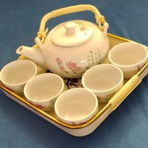 Chinese Floral Tea Set with Tray